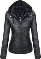 tanming women's faux leather jackets with removable hood logo