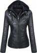 tanming women's faux leather jackets with removable hood logo