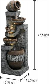 img 1 attached to SunJet 42.5-Inch 5-Tiered Indoor/Outdoor Garden Water Fountain - Modern Floor-Standing Cascading Water Feature For Deck, Patio, Porch, Or Yard Decor