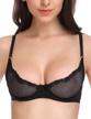 wingslove women's lace balconette mesh bra with see-through design, underwire, and unlined half-cup for a sexy demi shelf bralette look logo