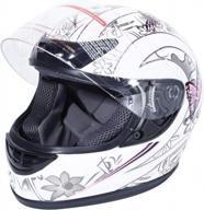 xfmt full face motorcycle helmet flip up adult atv dirt bike carbon fiber s (large, white pink butterfly) logo