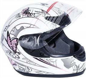 img 2 attached to XFMT Full Face Motorcycle Helmet Flip Up Adult ATV Dirt Bike Carbon Fiber S (Large, White Pink Butterfly)