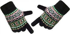 img 1 attached to LETHMIK Womens&Girls Thick Knit Gloves Warm Winter Colorful Glove With Wool Lined