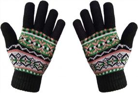 img 4 attached to LETHMIK Womens&Girls Thick Knit Gloves Warm Winter Colorful Glove With Wool Lined