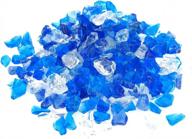 enhance your fire pit or fireplace with mr. fireglass blended crushed fire glass - 10 lbs of high luster sea blue and ice clear glass logo