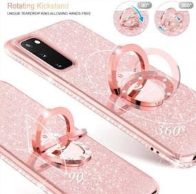 img 2 attached to Glittery Samsung Galaxy S20 Case By OCYCLONE, Sparkling Diamond Bling Cover For Women And Girls With Kickstand And Ring Stand, Luxury Protective Phone Case For Samsung S20 5G 6.2 Inch - Rose Gold