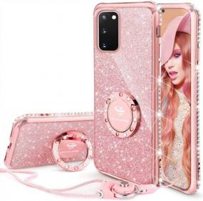 img 4 attached to Glittery Samsung Galaxy S20 Case By OCYCLONE, Sparkling Diamond Bling Cover For Women And Girls With Kickstand And Ring Stand, Luxury Protective Phone Case For Samsung S20 5G 6.2 Inch - Rose Gold