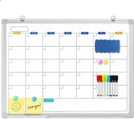 24" x 18" magnetic whiteboard dry erase calendar board with silver aluminum frame and tray for home, kitchen, school, office wall hanging logo