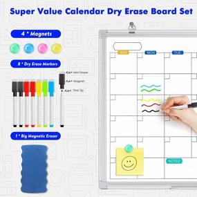 img 3 attached to 24" X 18" Magnetic Whiteboard Dry Erase Calendar Board With Silver Aluminum Frame And Tray For Home, Kitchen, School, Office Wall Hanging