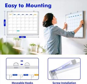 img 2 attached to 24" X 18" Magnetic Whiteboard Dry Erase Calendar Board With Silver Aluminum Frame And Tray For Home, Kitchen, School, Office Wall Hanging