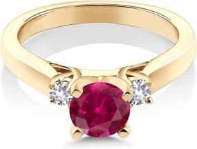 img 3 attached to 💎 Gem Stone King Women's Engagement Ring: 18K Yellow Gold Plated Silver with Red Created Ruby and White Created Sapphire (1.10 Cttw)