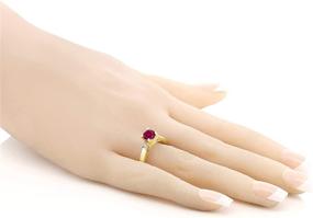 img 2 attached to 💎 Gem Stone King Women's Engagement Ring: 18K Yellow Gold Plated Silver with Red Created Ruby and White Created Sapphire (1.10 Cttw)