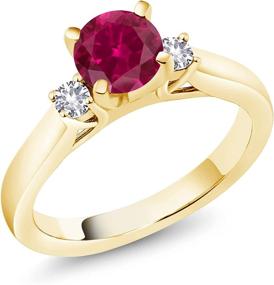 img 4 attached to 💎 Gem Stone King Women's Engagement Ring: 18K Yellow Gold Plated Silver with Red Created Ruby and White Created Sapphire (1.10 Cttw)