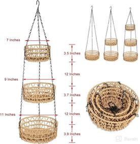 img 1 attached to 🥦 G.a HOMEFAVOR 3-Tier Hanging Fruit Basket, Paper Rope Woven Vegetable Storage and Fruit Organizer - Kitchen Countertop Space Saver - Adjustable Chain - Beige