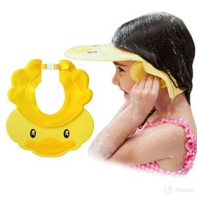 img 4 attached to 🚿 Geohee Adjustable Baby Shower Cap: Water Guard Hat for Kids, Protecting Eyes, Ears, and Nose from Shampoo Bath