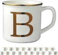 personalized miicol gold monogram coffee mug - 16 oz large ceramic cup for home and office with initial 'b' logo