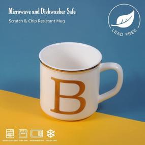 img 2 attached to Personalized Miicol Gold Monogram Coffee Mug - 16 Oz Large Ceramic Cup For Home And Office With Initial 'B'