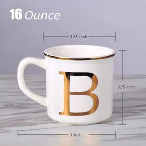 img 3 attached to Personalized Miicol Gold Monogram Coffee Mug - 16 Oz Large Ceramic Cup For Home And Office With Initial 'B'