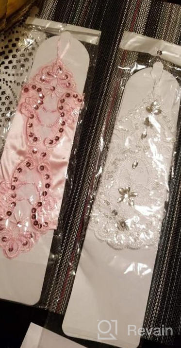 img 1 attached to Sparkling Elegance: MisShow Fingerless Lace Rhinestone Gloves For Wedding Party review by Sean Young