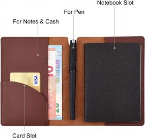img 3 attached to PU Leather Journal Pen Cover Organizer With Card Pocket Holder Compatible With 3.5" X 5.5" Field Notes, Notepad, A6 Notebook - Brown Refillable Journal Cover