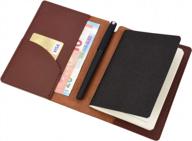 pu leather journal pen cover organizer with card pocket holder compatible with 3.5" x 5.5" field notes, notepad, a6 notebook - brown refillable journal cover logo