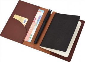 img 4 attached to PU Leather Journal Pen Cover Organizer With Card Pocket Holder Compatible With 3.5" X 5.5" Field Notes, Notepad, A6 Notebook - Brown Refillable Journal Cover