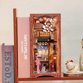 img 1 attached to CUTEBEE DIY Book Nook Kit With LED Light, Build Your Own Dollhouse Booknook Bookshelf Decor, Under The Sakura Tree Bookends Model Build-Creativity Set For Home Decoration