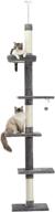 🐱 adjustable 5-tier floor to ceiling cat tower - petepela tall kitty climbing activity center with scratching post, cozy bed, dangling ball for indoor cats - updated grey logo