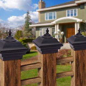 img 3 attached to Black 8 Pack Victorian Outdoor Fence And Deck Post Covers - Waterproof 4X4 5X5 Post Caps For Patio, Yard, Stairwell - GreenLighting