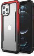 iphone 12 pro max case - raptic shield shock absorbing protection, durable aluminum frame, 10ft drop tested (black & red) logo
