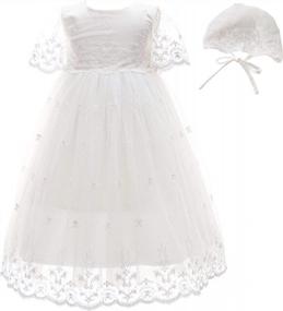 img 4 attached to Baby Girl Newborn Lace Baptism Gown Christening Dress Infant Satin Communion Outfit