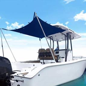 img 4 attached to 82"×82"×59" Boat T-Top Sun Shade Kit Canopy Cover With Stainless Steel Telescopic Rod - UV-Proof 1200D High-Tech Polyester Fiber, Anti Ultraviolet Dark Blue.