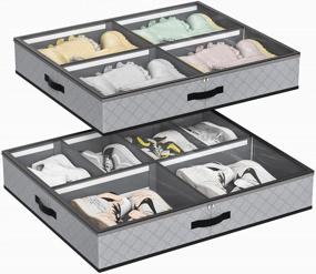 img 4 attached to 2 упаковки органайзера для хранения обуви под кроватью с регулируемыми разделителями для детской и взрослой (мужской и женской) обуви - серый от SOLEDI