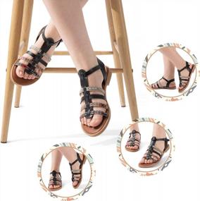 img 3 attached to Gracosy Open-Toe Flat Sandals For Women - Anti-Slip, Comfy, And Ethnic Bohemia Style With Ankle Buckle, Woven Straps, And Perfect For Daily Vacation Walking At The Beach Or Anywhere