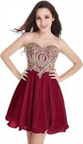 img 4 attached to Junior Gold Lace Applique Short Quinceanera Homecoming Dresses By Babyonline