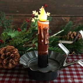 img 2 attached to CVHOMEDECO Real Wax Hand-Dipped LED Timer Taper Candles Country Primitive Flameless Lights Décor, 4-3/4 Inch, Coffee, 2 PCS in a Package