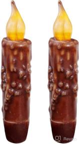 img 4 attached to CVHOMEDECO Real Wax Hand-Dipped LED Timer Taper Candles Country Primitive Flameless Lights Décor, 4-3/4 Inch, Coffee, 2 PCS in a Package