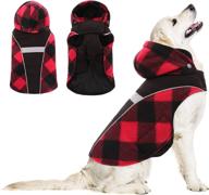 🧥 koeson reflective plaid dog winter coat with detachable hood - windproof & warm pet winter sports jacket for small, medium & large dogs (red, l) логотип