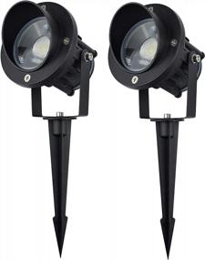 img 4 attached to 2-Pack J.LUMI GBS9809 LED Outdoor Spotlight With Stake - 5000K Daylight White, UL-Listed Plug & Metal Stake