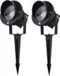 2-pack j.lumi gbs9809 led outdoor spotlight with stake - 5000k daylight white, ul-listed plug & metal stake logo
