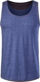 img 3 attached to VANCOOG Classic Sleeveless Shirts Blue Grey XL Men's Clothing for Shirts