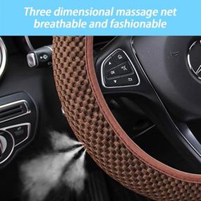 img 2 attached to 🚗 Enhance Your Driving Comfort with the Elastic Stretch Steering Wheel Cover - Universal 15 Inch Car Accessory, Microfiber Breathable Ice Silk - Anti-Slip, Odorless - Easy Carry, Warm in Winter and Cool in Summer (Brown)