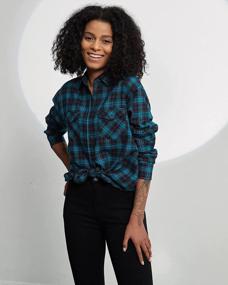 img 1 attached to MGWDT Womens Plaid Shirts Long Sleeve Button Down Flannel Shirt Cotton-Blend Soft Casual Blouses