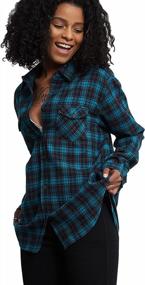 img 4 attached to MGWDT Womens Plaid Shirts Long Sleeve Button Down Flannel Shirt Cotton-Blend Soft Casual Blouses