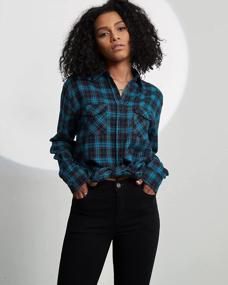 img 2 attached to MGWDT Womens Plaid Shirts Long Sleeve Button Down Flannel Shirt Cotton-Blend Soft Casual Blouses