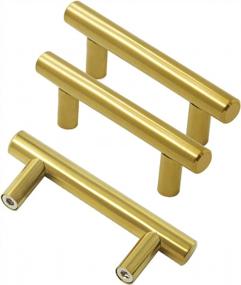 img 4 attached to Upgrade Your Kitchen Cabinets With 12-Pack Brushed Brass Handles - A Perfect Fit For 64Mm (2-1/2") Distance T-Bar Drawer Pulls And Cupboard Hardware