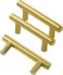 upgrade your kitchen cabinets with 12-pack brushed brass handles - a perfect fit for 64mm (2-1/2") distance t-bar drawer pulls and cupboard hardware logo