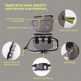 img 2 attached to 🐶 Enkarl Dog Treat Pouch: Adjustable Belt, Poop Bag Dispenser, Collapsible Bowl | Perfect Training Bag for Treats, Kibbles, and Toys - 4 Wearable Styles (Grey)