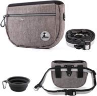 🐶 enkarl dog treat pouch: adjustable belt, poop bag dispenser, collapsible bowl | perfect training bag for treats, kibbles, and toys - 4 wearable styles (grey) логотип