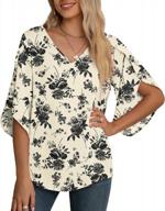stay chic and comfy with jouica's must-have fall casual blouse with 3/4 ruffled sleeves logo